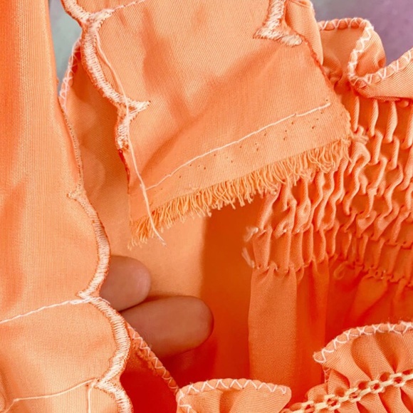 Vintage Peach Embroidered Scallop Lounge Slip Dress - Picture 8 of 10